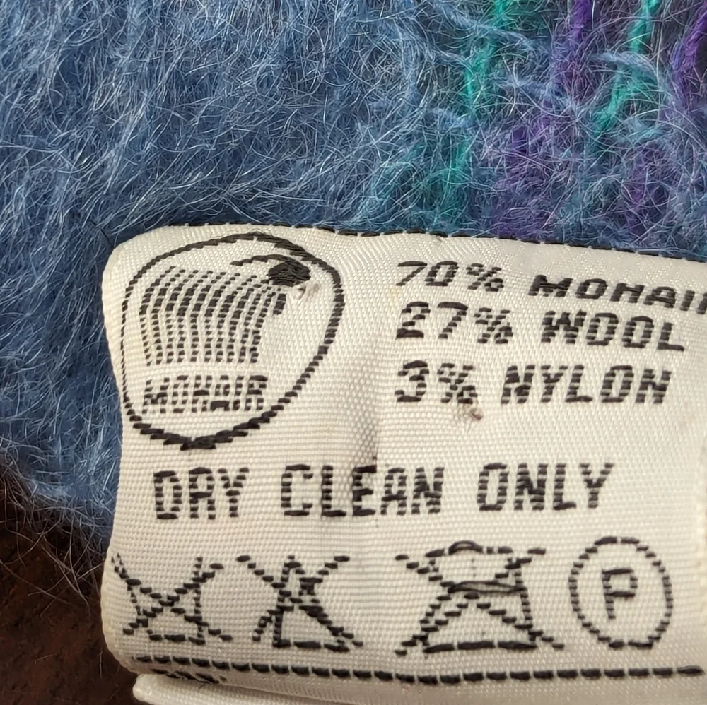 💙 💜 Avoca Vintage Scarf Mohair Handweavers Ireland green blue woven